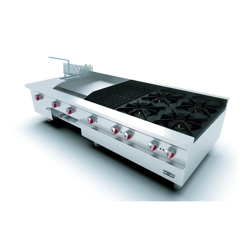 Estufa de Mesa Drago UNIVERSAL UDM 4 Quemadores, Plancha, Asador, Gratinador y Freidora